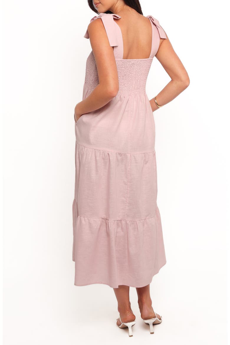 Giorgi Tiered Linen & Cotton Midi Sundress, Alternate, color, PINK