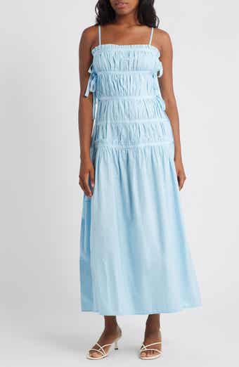 Topshop Pleat Detail Cotton Maxi Sundress