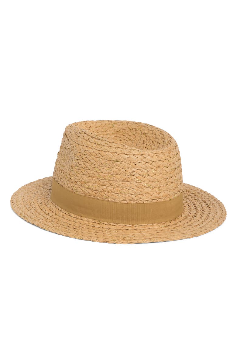 Vince Camuto Metallic Lala Paper Panama Hat, Alternate, color, Tan