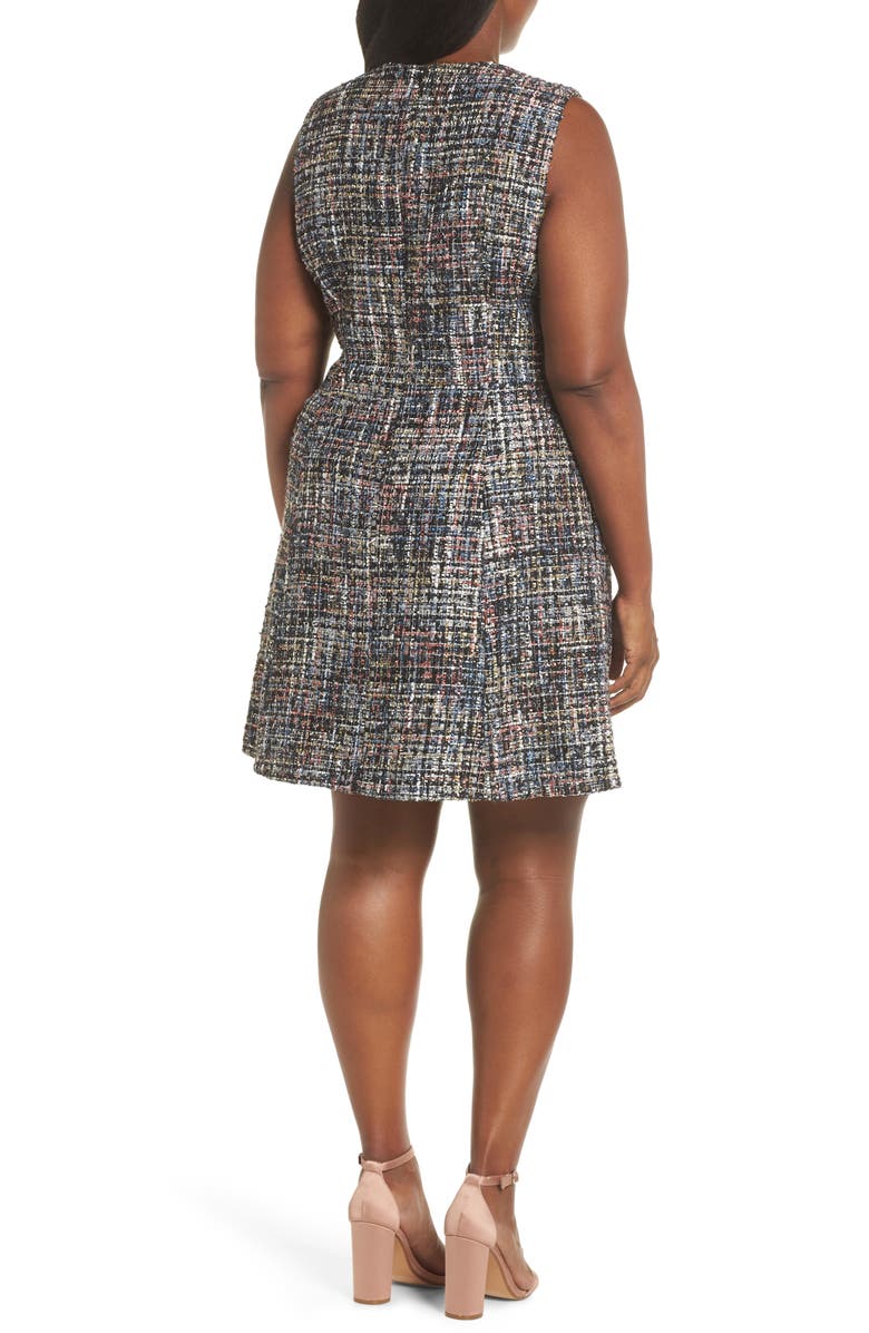 Gal Meets Glam Collection Katherine Fantasy Bouclé Fit & Flare Dress, Alternate, color, 