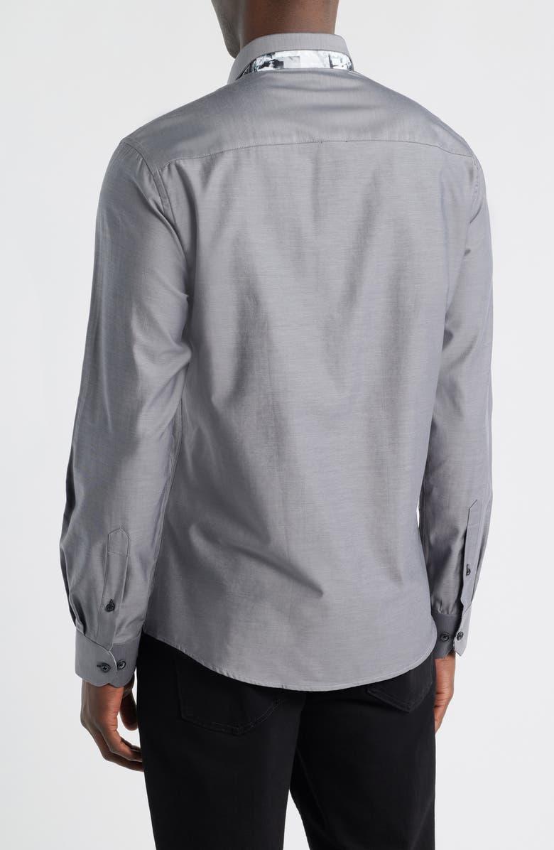 Siragusa Twill Printed Silk Trim Dress Shirt, Alternate, color, Gray