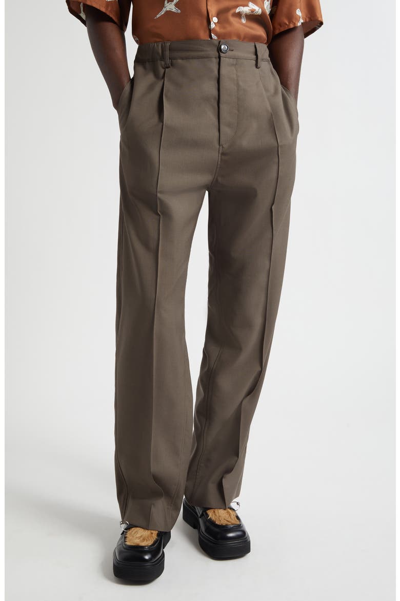 Pleated Virgin Wool Wide Leg Trousers, Main, color, 00N55 TRUFFLE
