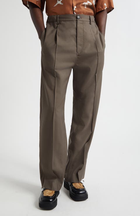 Pleated Virgin Wool Wide Leg Trousers