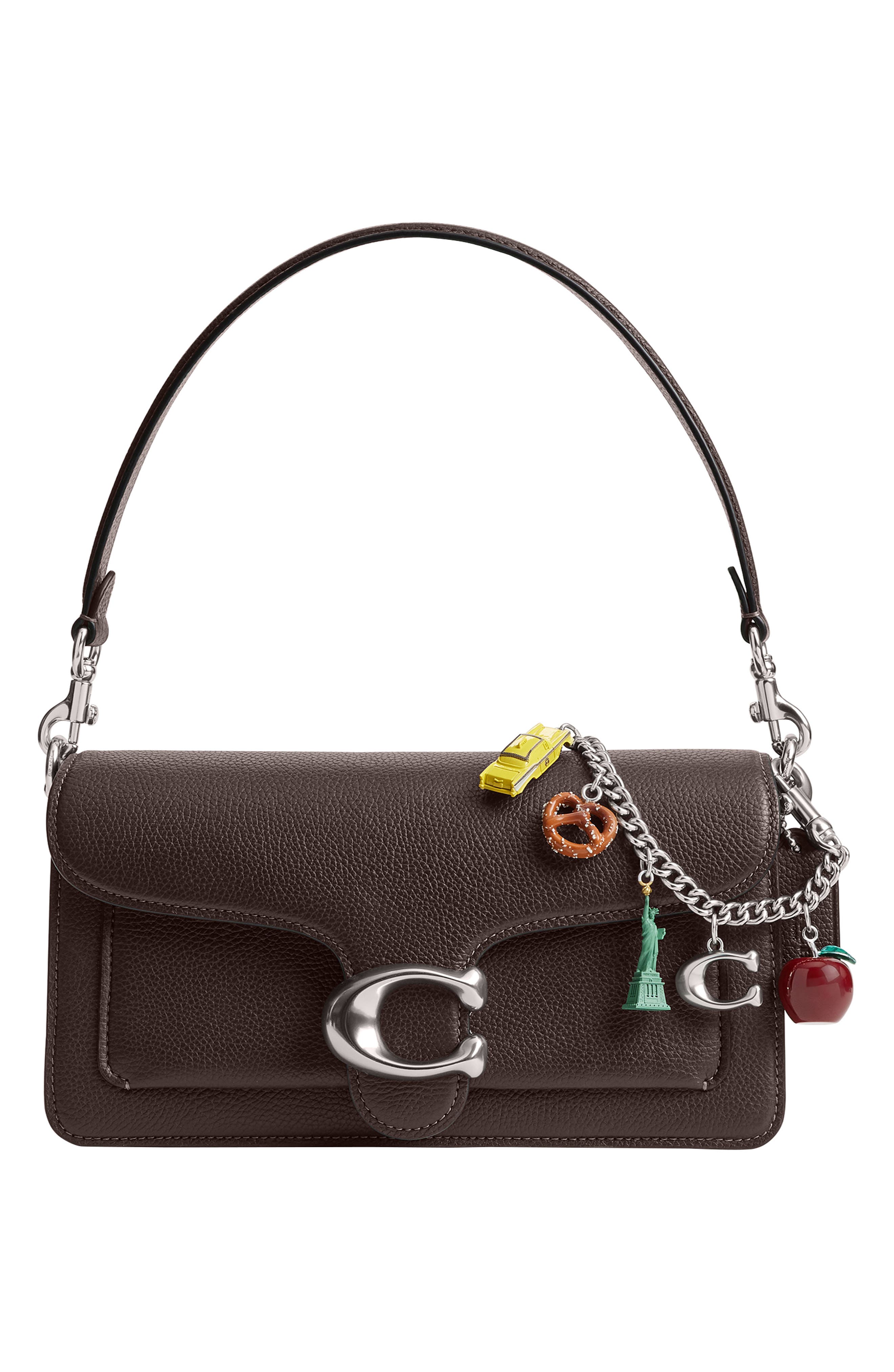 COACH New York Motif Chain Bag Charm, Alternate, color, Silver Multi