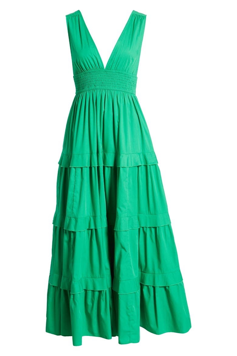 V-Neck Tiered Maxi Dress, Alternate, color, GREEN BRIGHT