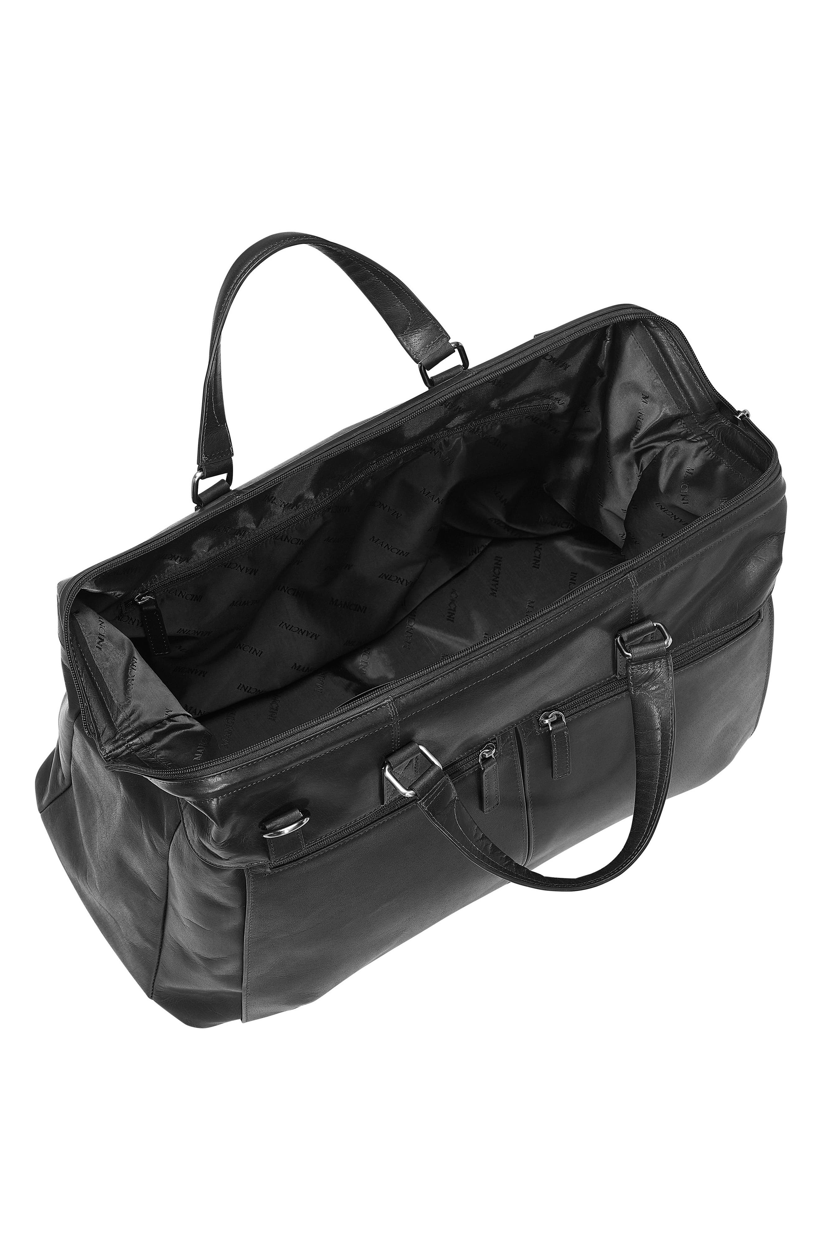 Mancini Carry-On Leather Duffle Bag, Alternate, color, Black