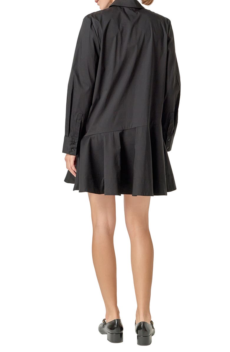 English Factory Long Sleeve Shirtdress, Alternate, color, Black
