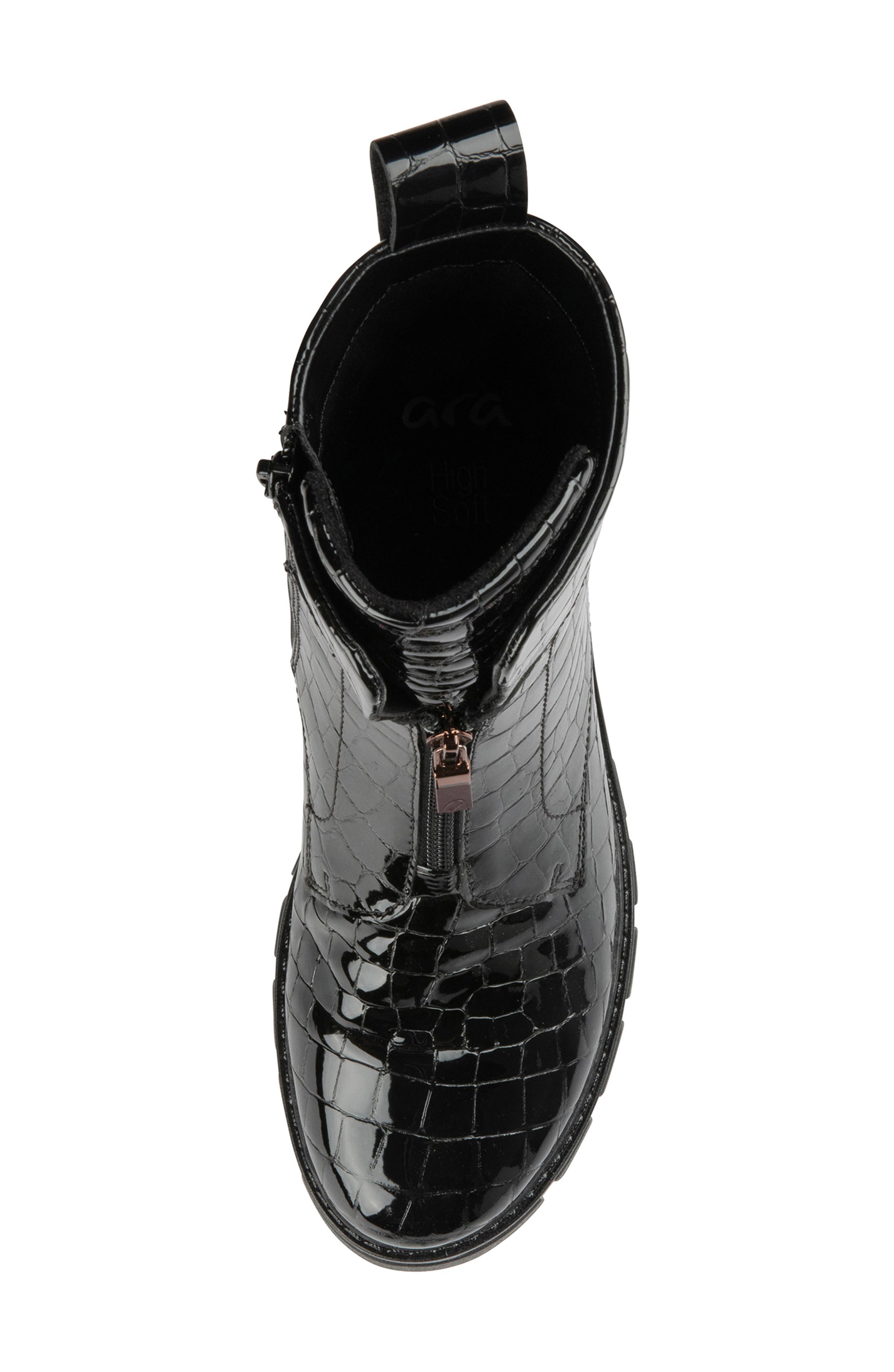 ara Deon Zip Combat Boot, Alternate, color, Black