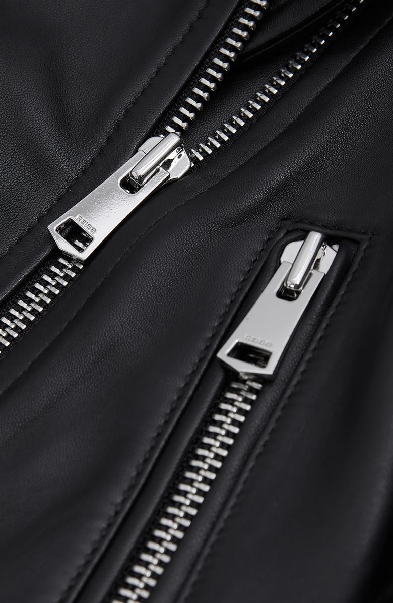 Reiss Febe Belted Leather Moto Jacket, Alternate, color, Black