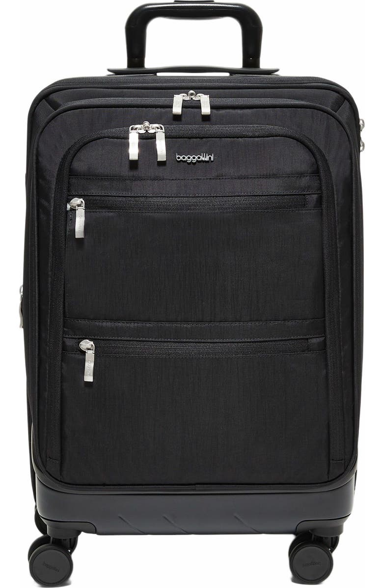 BAGGALLINI Set Wave 22in 4 Wheel Hybrid Carry-On, Main, color, Black