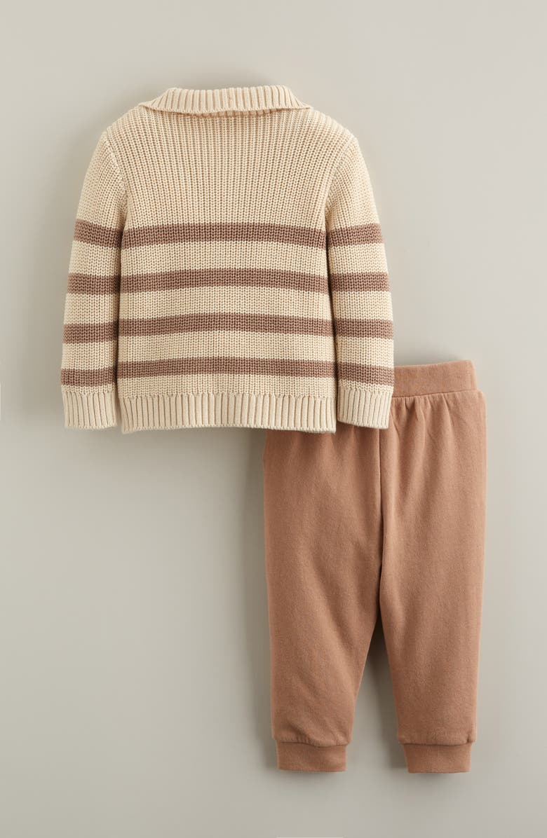 Nordstrom Stripe Quarter Zip Sweater & Joggers Set, Alternate, color, Brown Affogato - Beige Swan