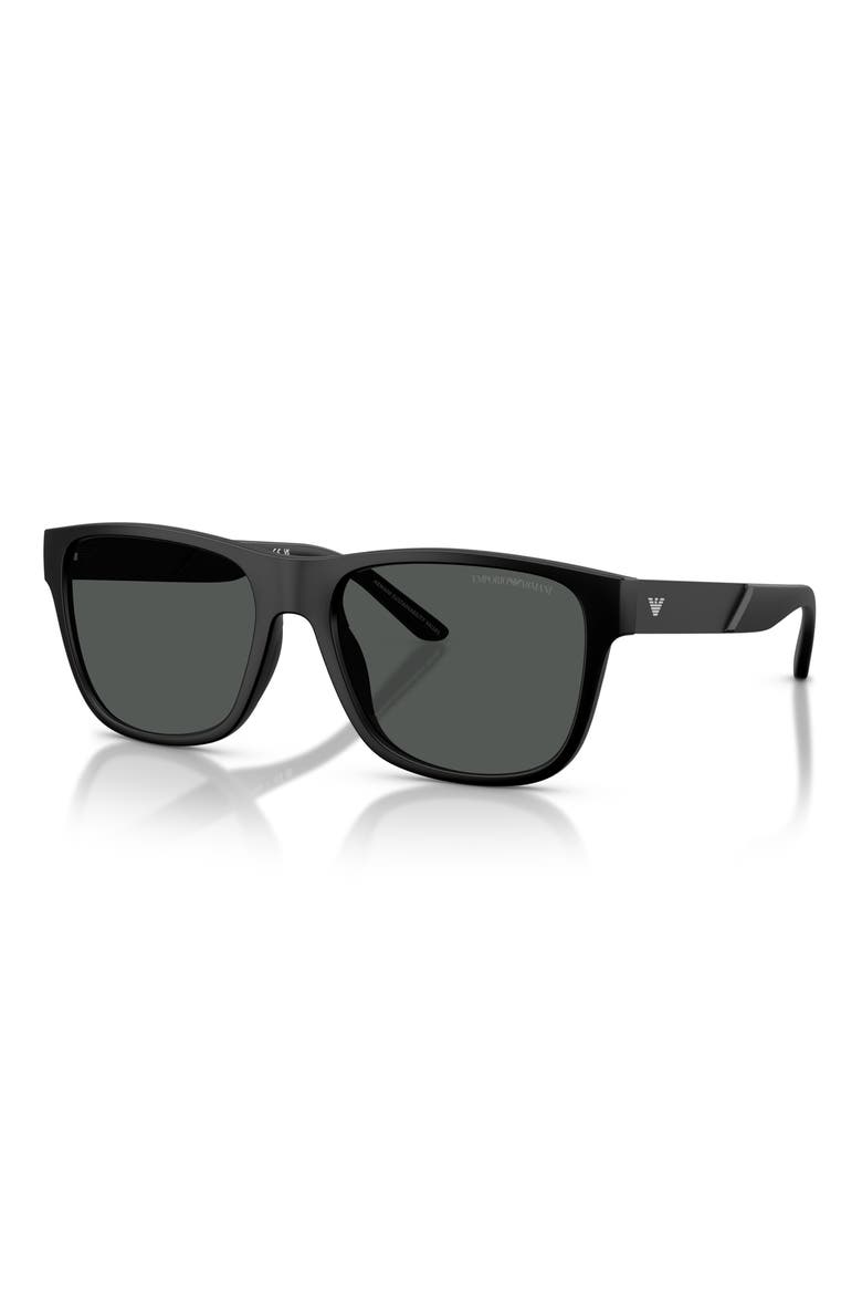 57mm Polarized Square Sunglasses, Alternate, color, MATTE BLACK / DARK GREY