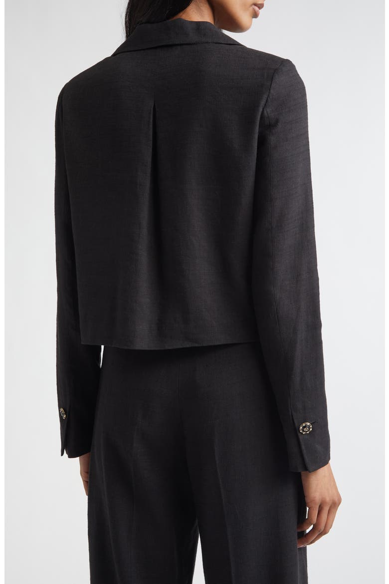 Linen Blend Twill Jacket, Alternate, color, BLACK
