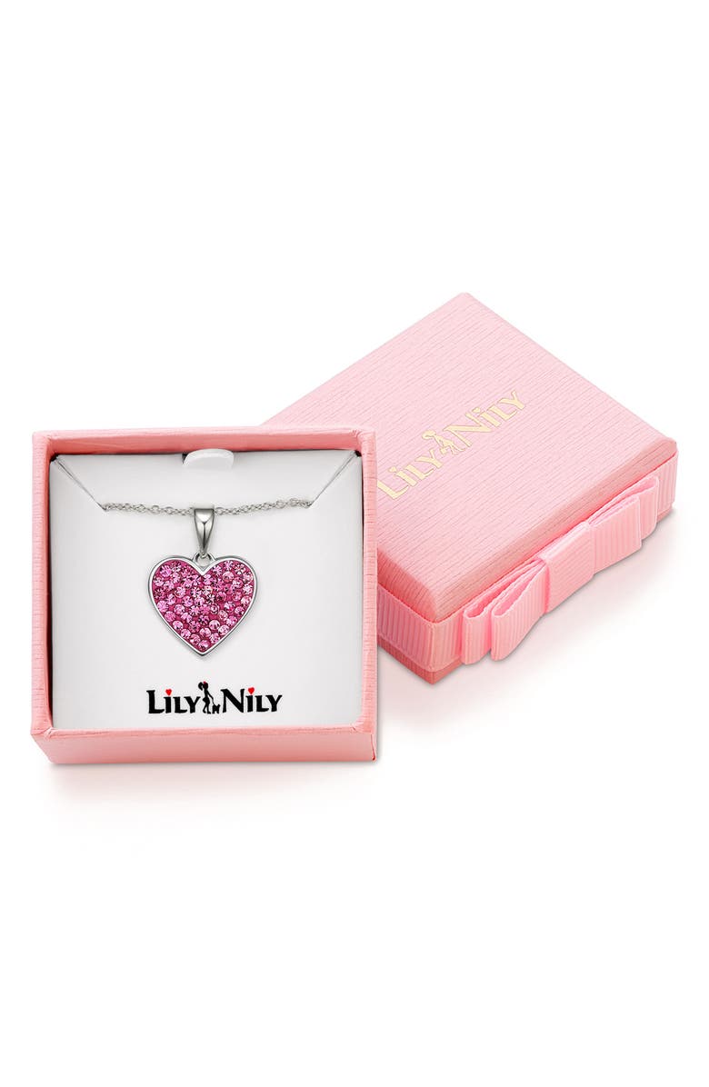 Lily Nily Kids' Crystal Heart Pendant Necklace, Alternate, color, Pink