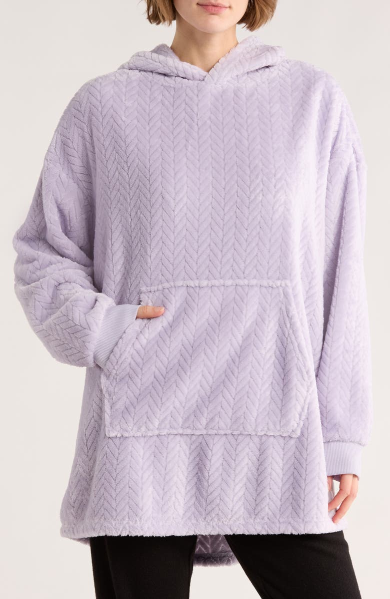 JACLYN Oversize Plush Fleece Hoodie, Main, color, Classic Chevron Thistle