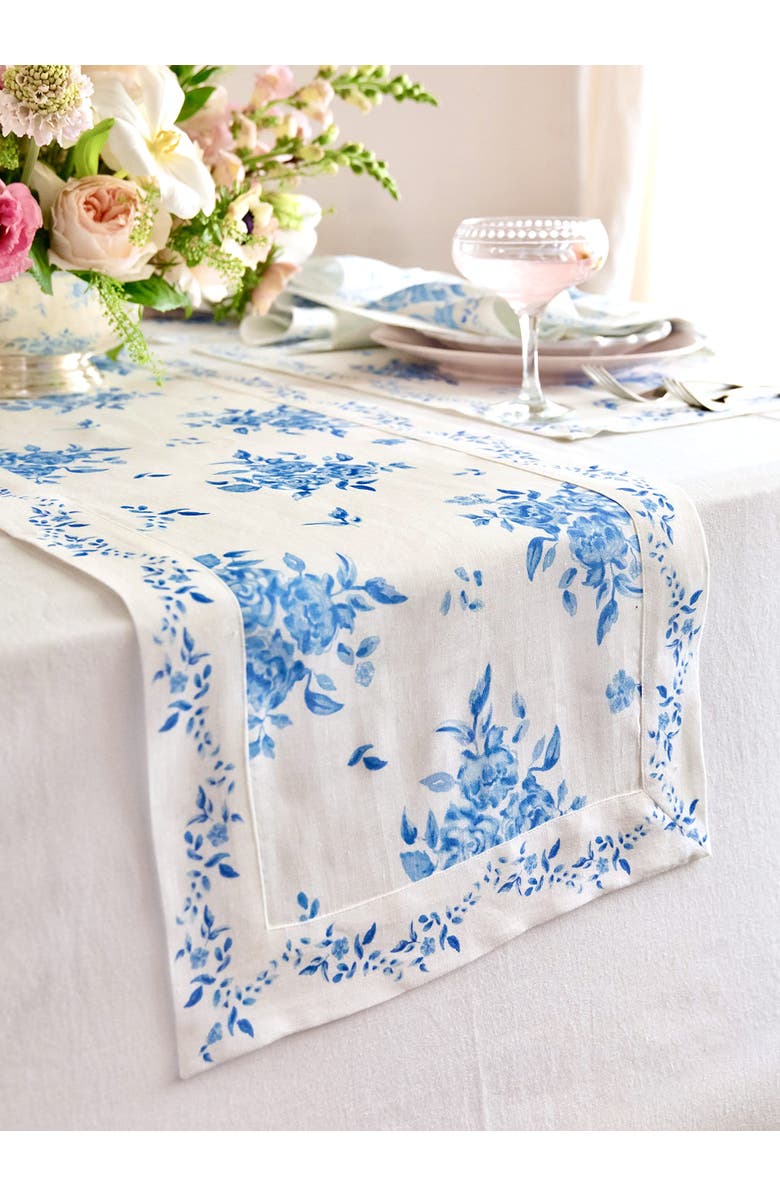 Solino Home Linen Table Runner - Jolie Fleur, Alternate, color, Blue Floral