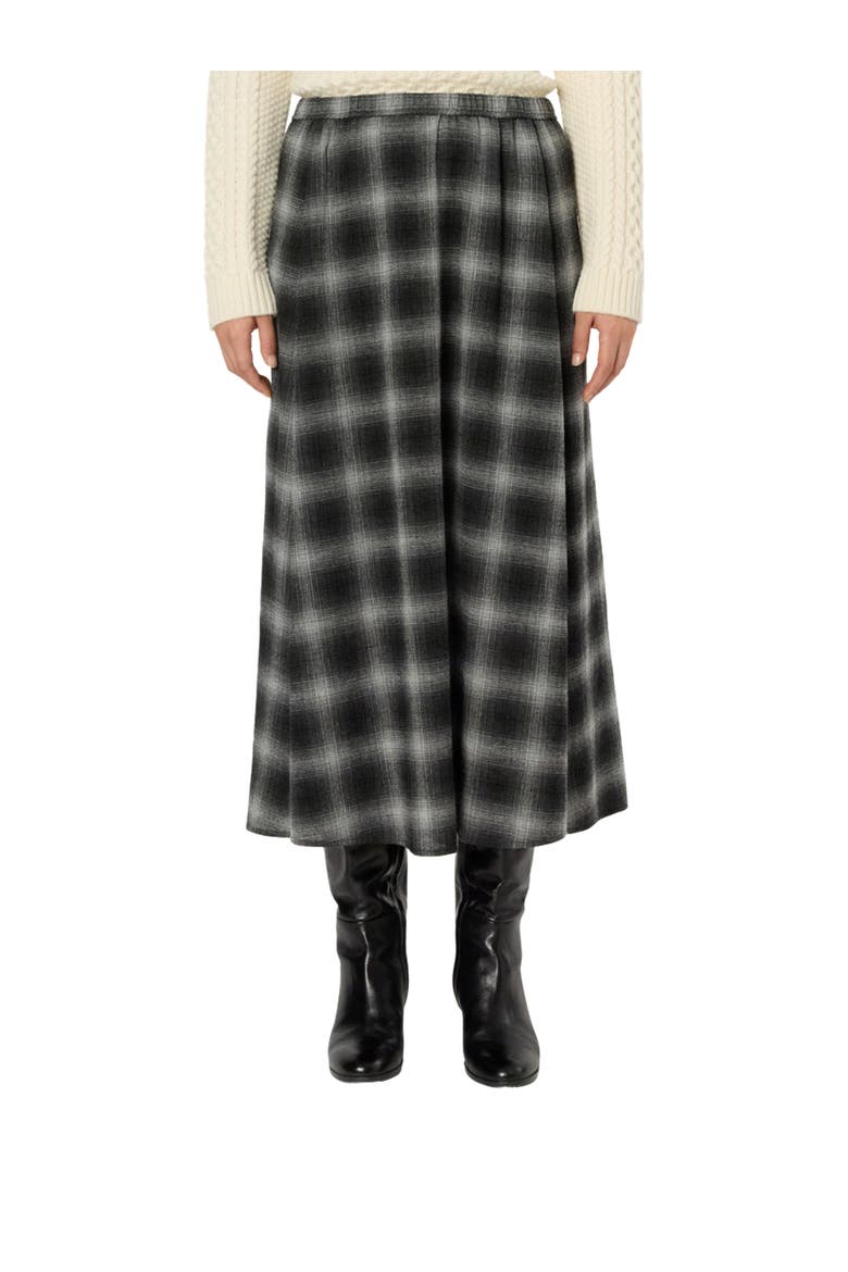 Basma Checked Midi Skirt, Main, color, Medium Gray