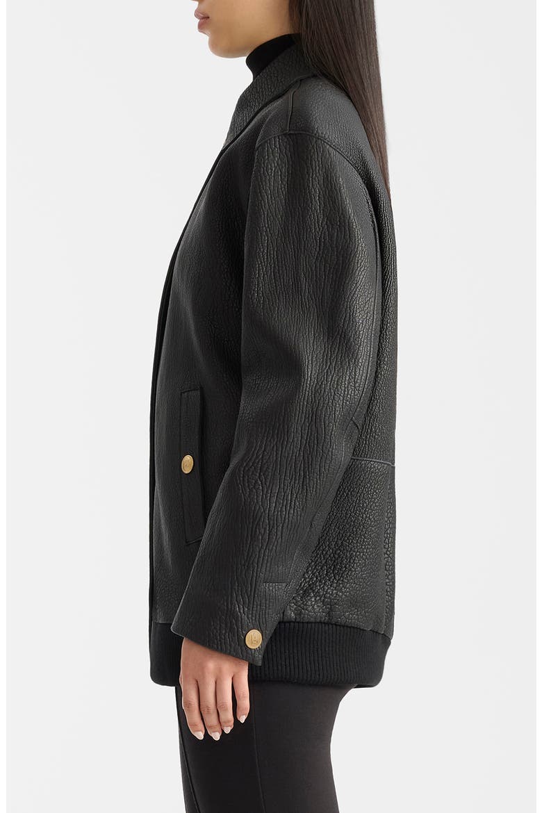 Rosemary Pebbled Leather Jacket, Alternate, color, BLACK