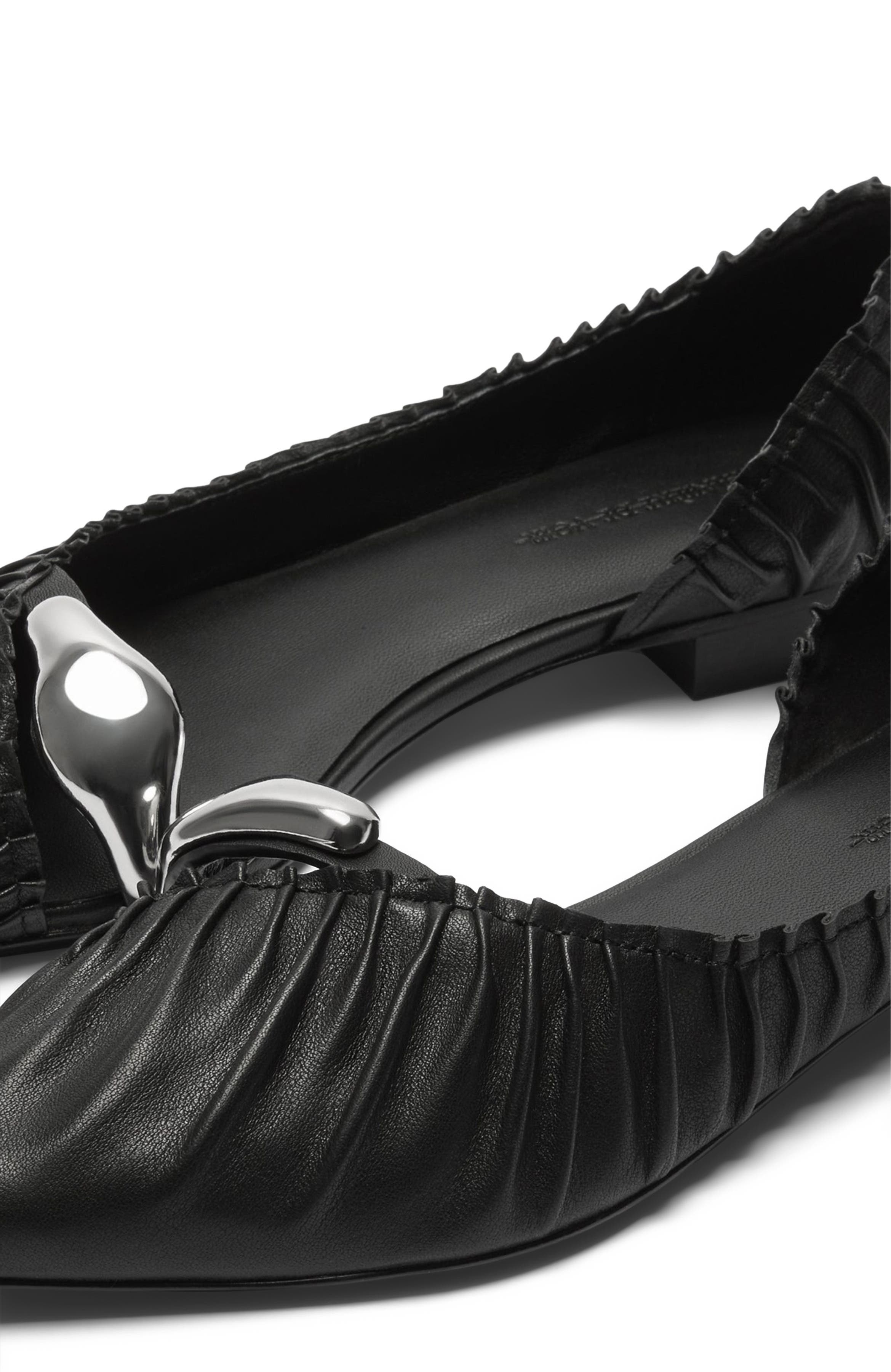 Manière De Voir Celeste Leather Ballet Flats with Hardware, Alternate, color, Midnight