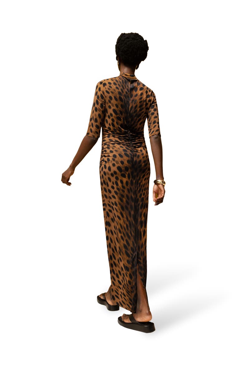Mock Neck Jersey Dress, Alternate, color, Brown