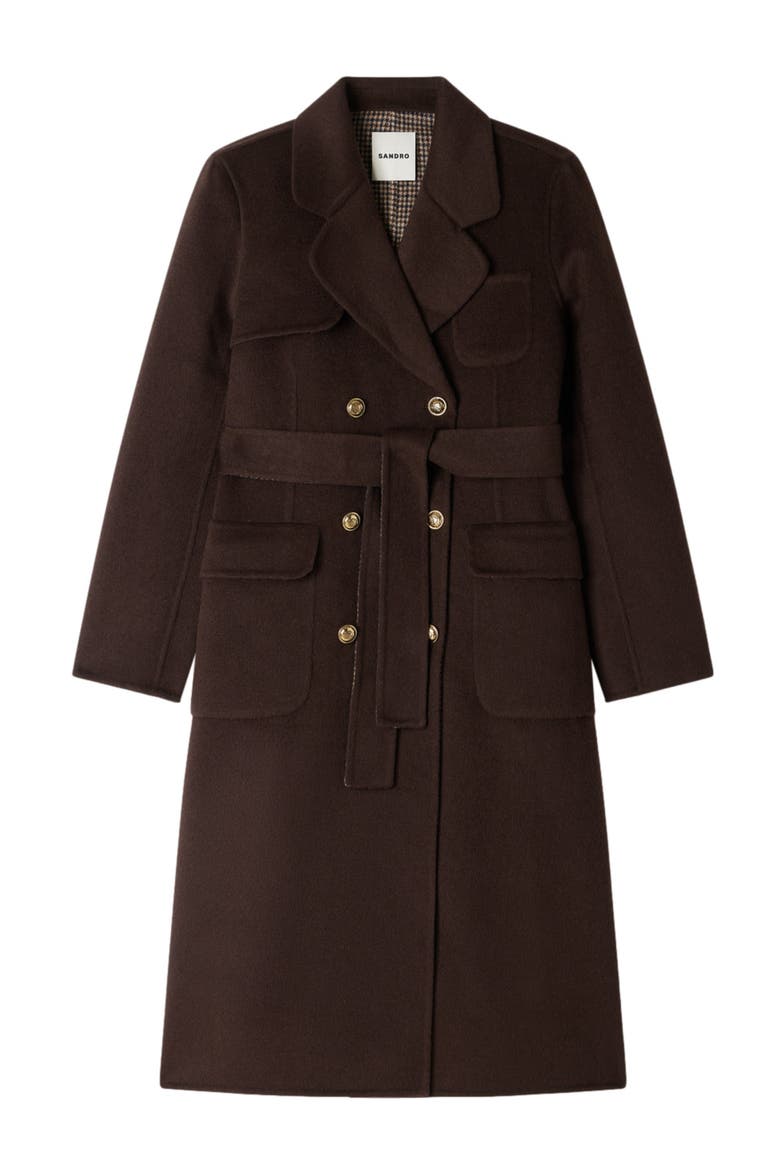 Double-faced check coat, Alternate, color, Brown