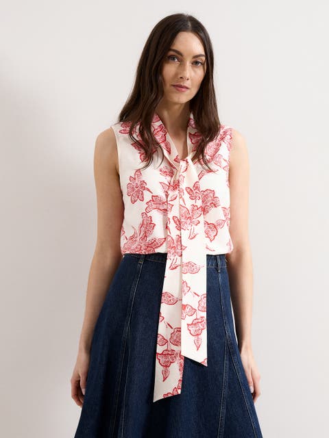 Junie Tie Neck Sleeveless Blouse