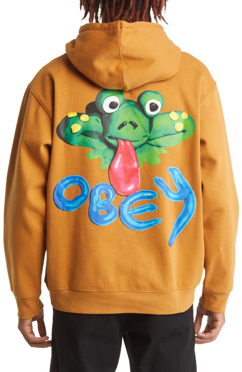 Obey Clay Frog Cotton Blend Graphic Hoodie, Alternate, color,