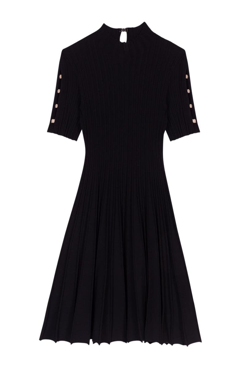 maje Mini knit dress, Alternate, color, Black