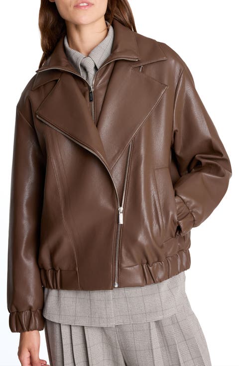 Asymmetrical Zip Faux Leather Moto Jacket