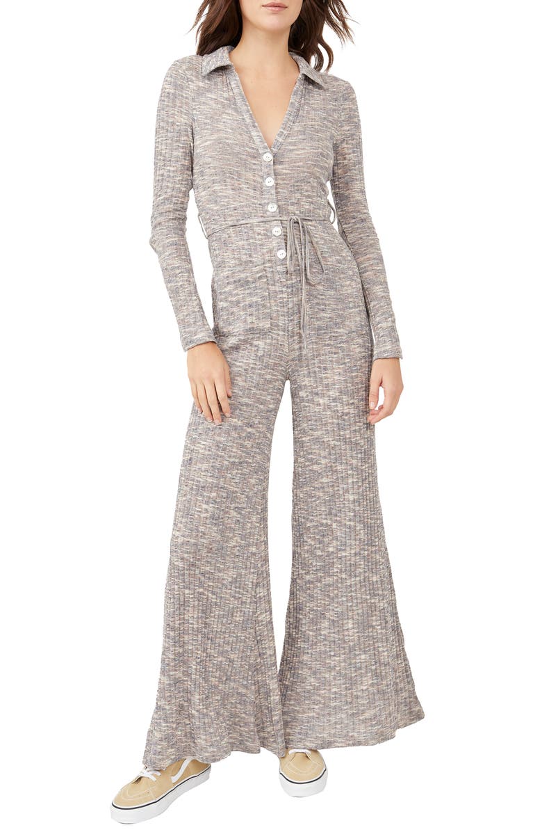 Free People In Space Tie Waist Wide Leg Jumpsuit, Main, color, 