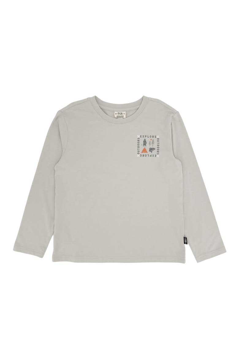 Kids' Explore Long Sleeve Cotton Graphic T-Shirt, Main, color, SLATE GREY