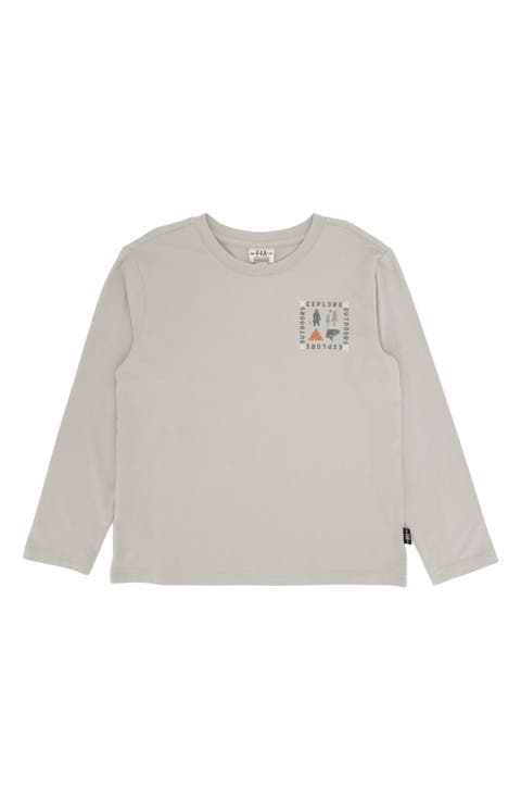 Kids' Explore Long Sleeve Cotton Graphic T-Shirt
