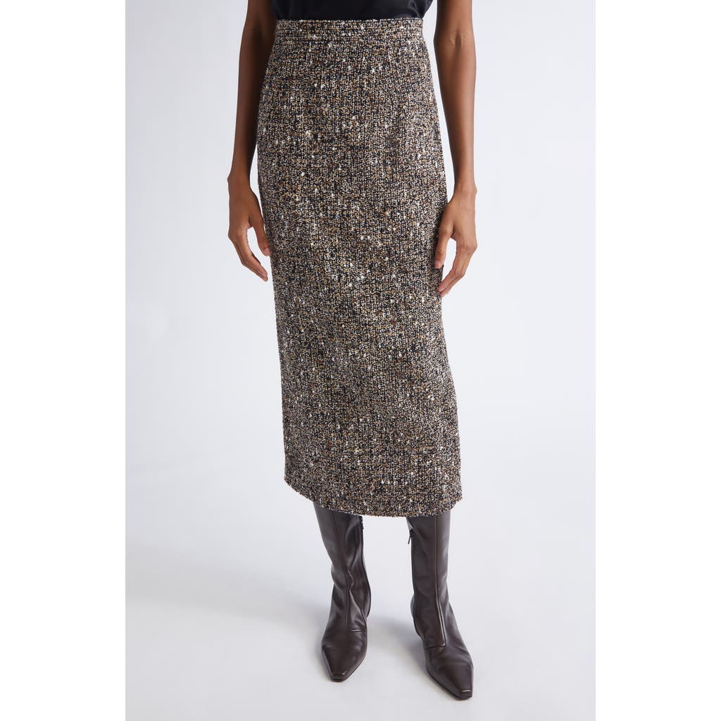 St John St. John Tweed Midi Pencil Skirt In Black