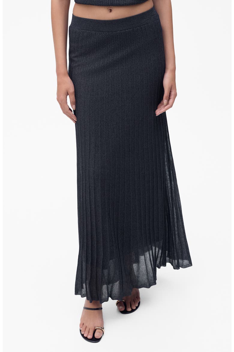 Metallic Knit Pleated Skirt, Main, color, NAVY