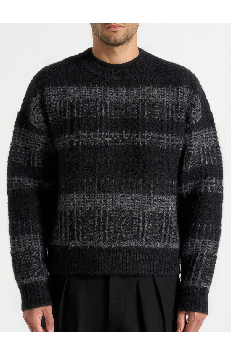 Manière De Voir Ayden Check Wool Knit Jumper, Alternate, color, Black/Grey