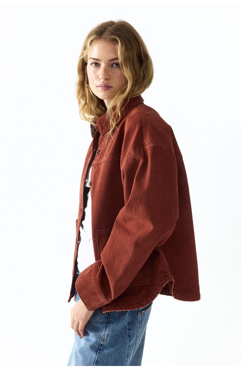 H&M Twill Shacket, Alternate, color, Rust Brown