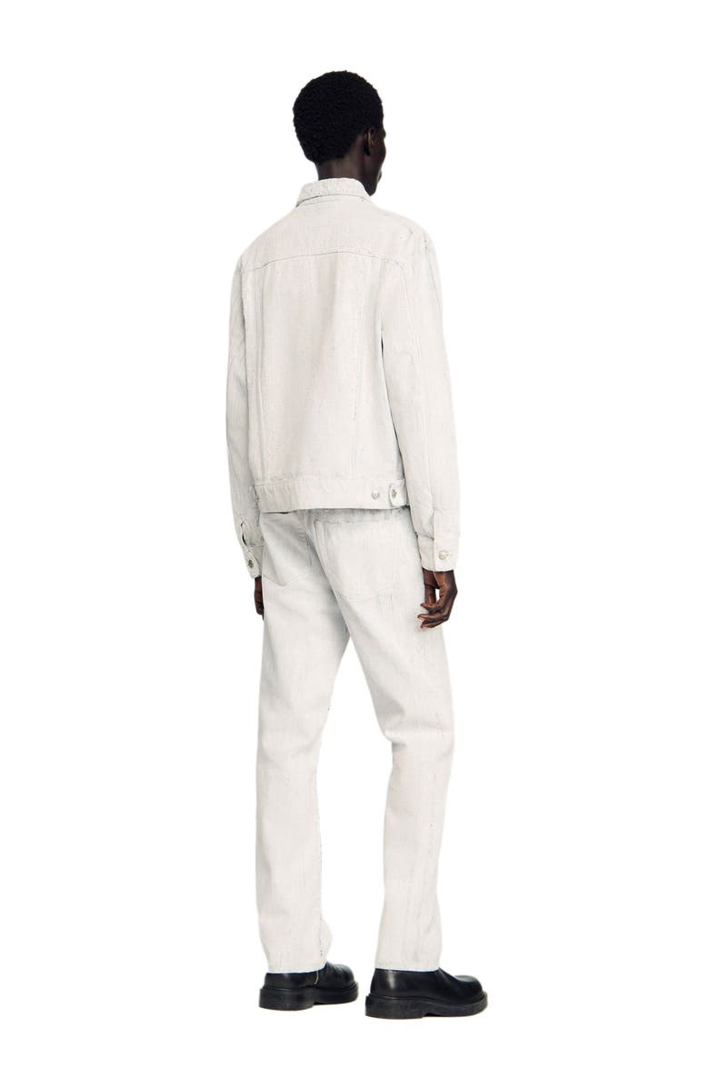 SANDRO Cracked coated denim jacket, Alternate, color, White