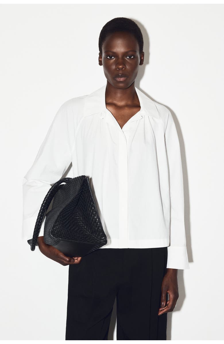COS Gathered Pima Cotton Shirt, Main, color, White