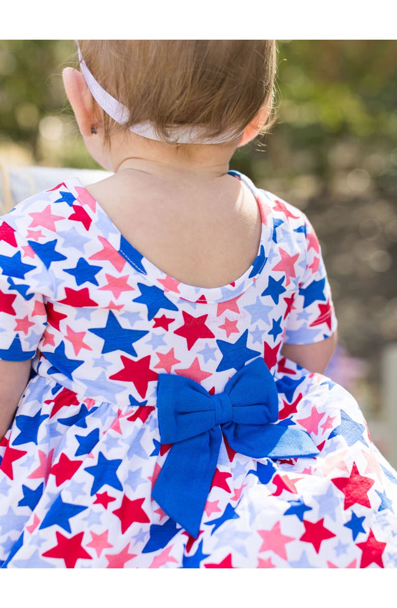 RuffleButts Baby/Toddler Knit Short Sleeve Twirl Romper, Alternate, color, Star-Spangled