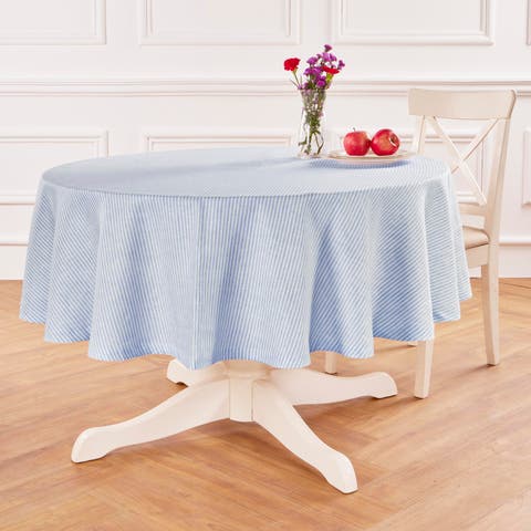 Linen Round Tablecloth - Narrow Stripe