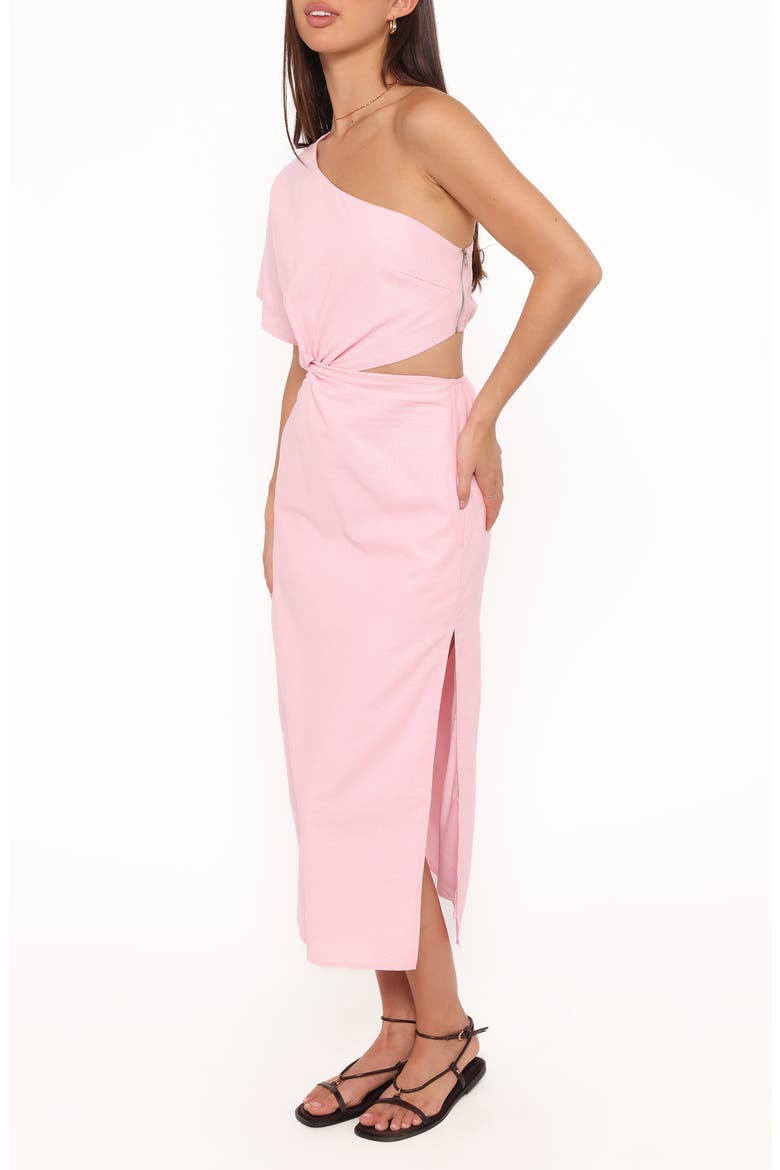 Samira One-Shoulder Cutout Cotton Blend Midi Dress, Alternate, color, PINK