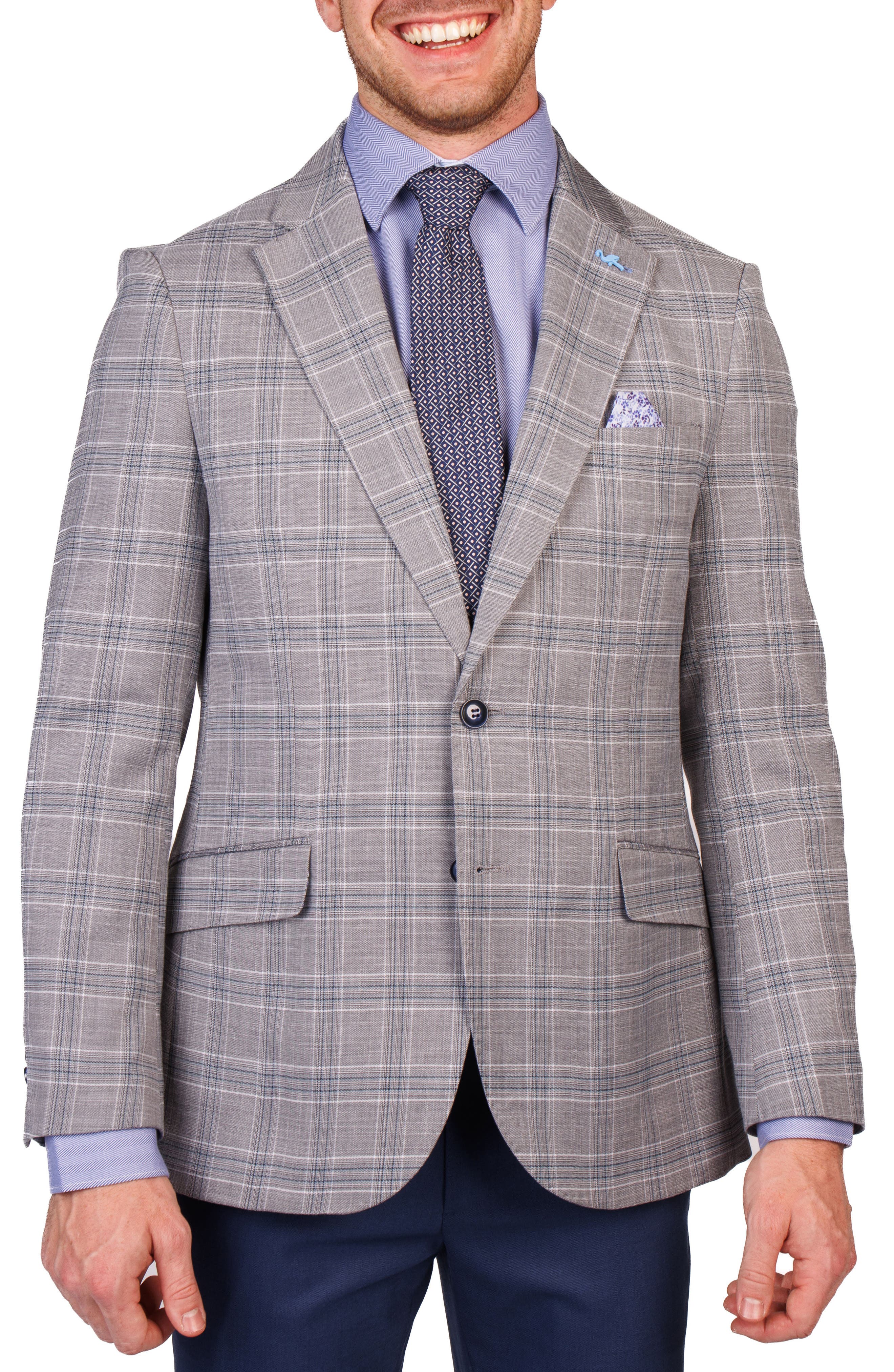 TailorByrd Modern Fit Textured Shadow Plaid Sport Coat