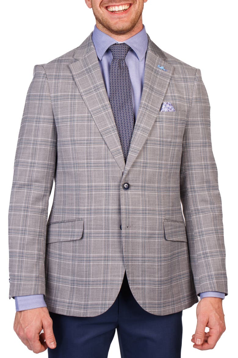 Modern Fit Textured Shadow Plaid Sport Coat, Main, color, GREY