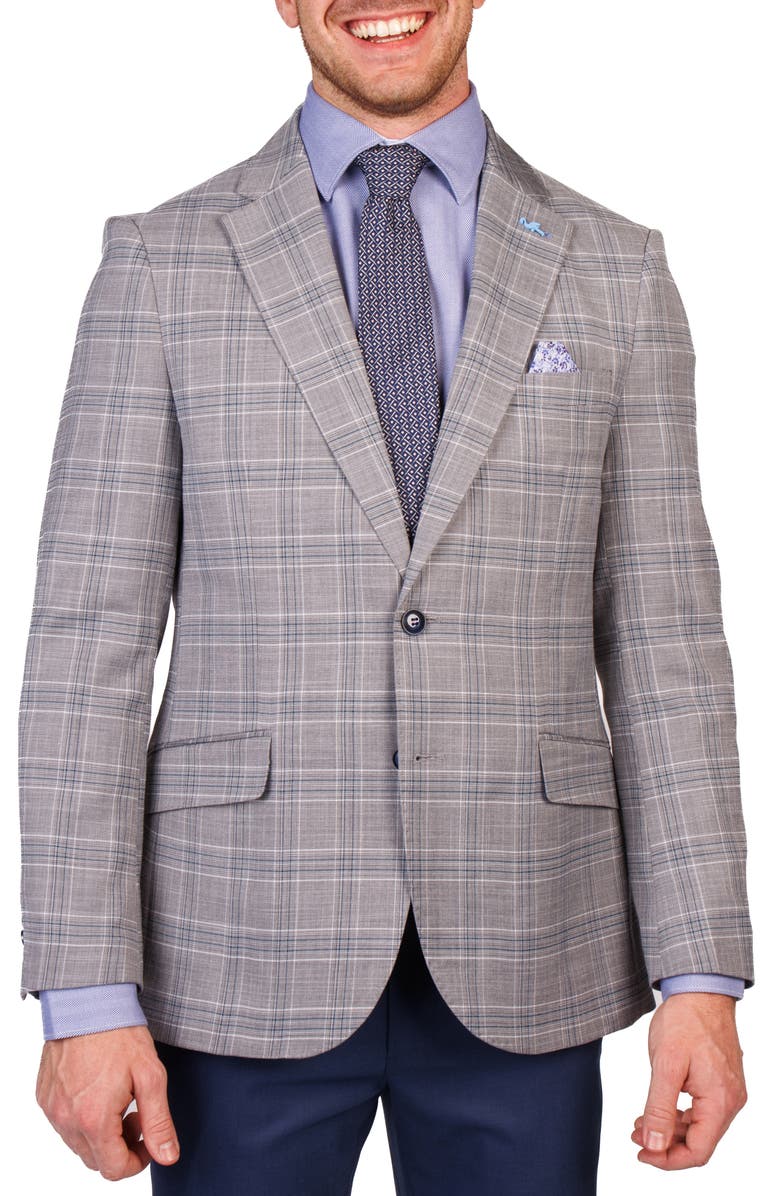 TailorByrd Modern Fit Textured Shadow Plaid Sport Coat, Main, color, Grey