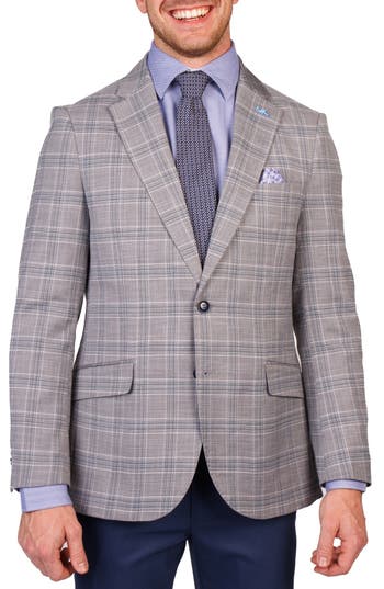 Tailorbyrd Modern Fit Textured Shadow Plaid Sport Coat In Gray