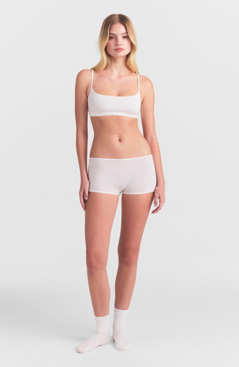 SKIMS Everyday Cotton Scoop Bralette, Alternate, color, Snow