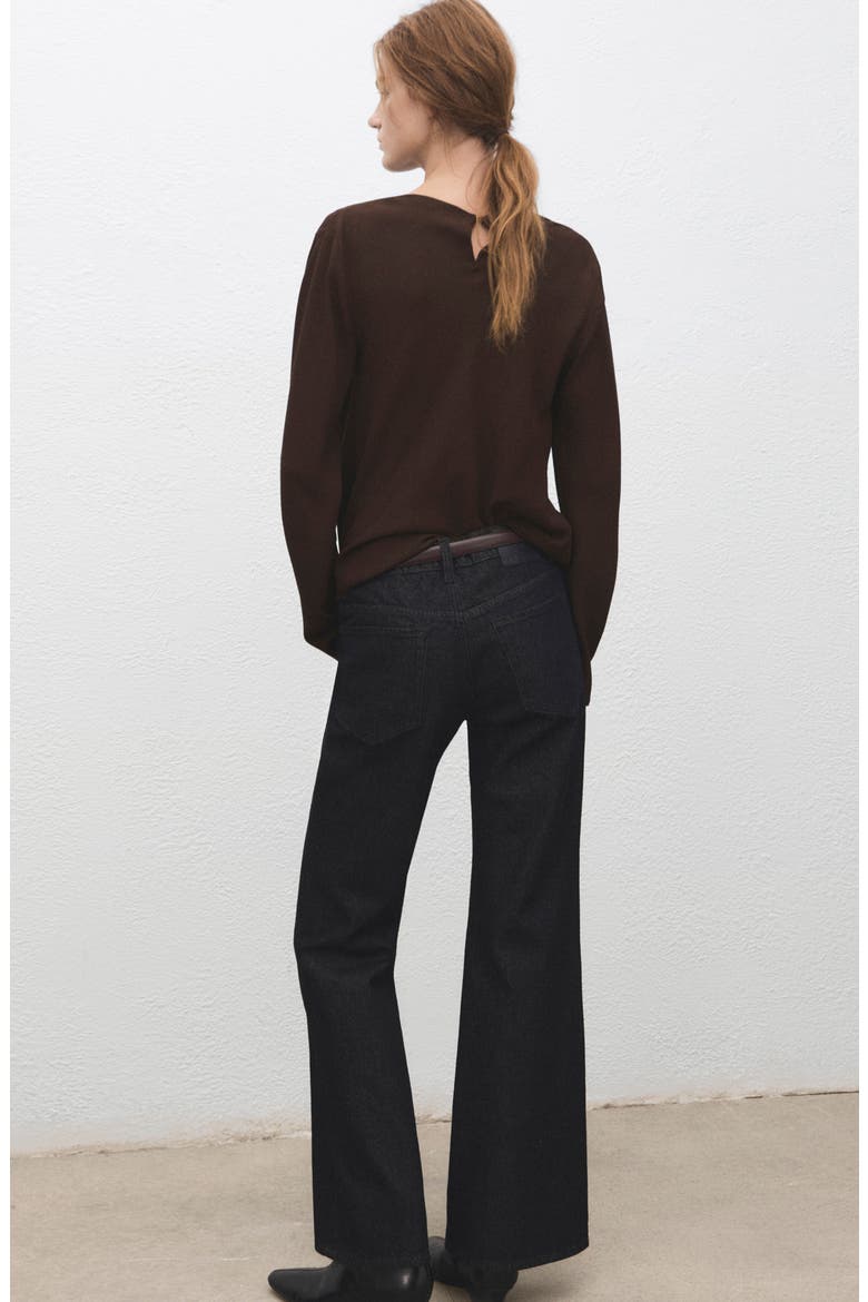 Long Sleeve Drape Bateau Neck Top, Alternate, color, BROWN