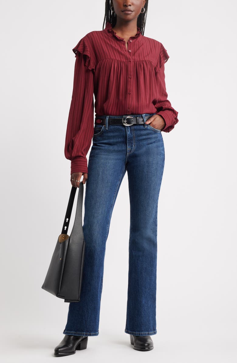 Treasure 
Bond Ruffle Button-Up Shirt, Alternate, color, Red Grape