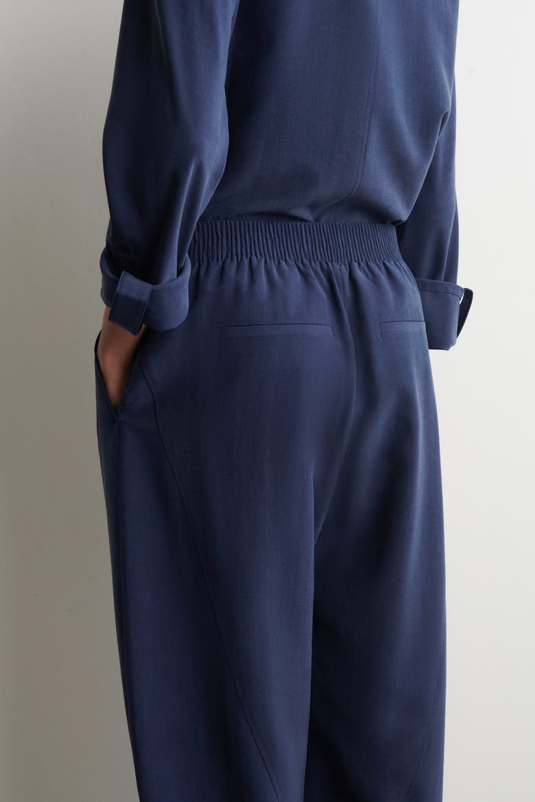 Paneled Elasticated Barrel-Leg Pants, Alternate, color, NAVY