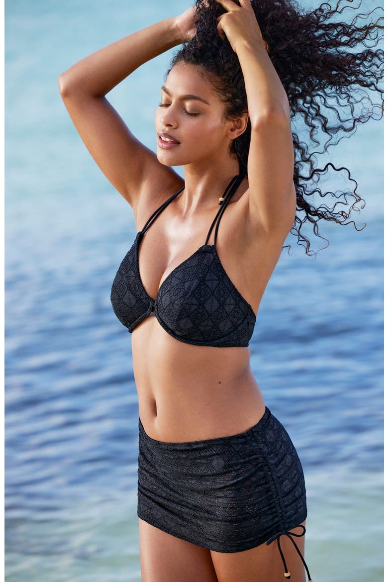 Nomad Nights Skirted Bikini Bottoms, Alternate, color, BLACK